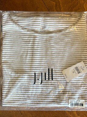 J Jill Women's Tank Top, Size Medium, Khaki & White Striped